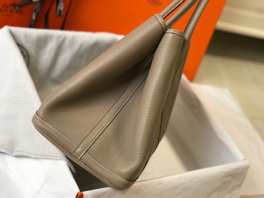 Hermes Garden Party 36cm Tote Handbag In Gris Asphalte Clemence Leather